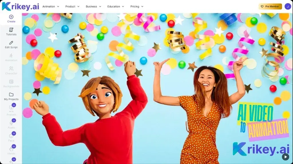 Krikey AI 3D Animation Editor Interface